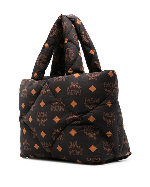 MCM Black München Monogram Tote Bag