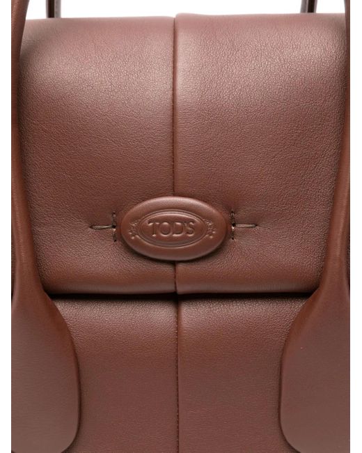 Tod's Brown Calfskin Magnetic Button Satchel