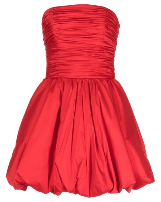 Amsale Dropped Waist Mini Dress in Red | Lyst