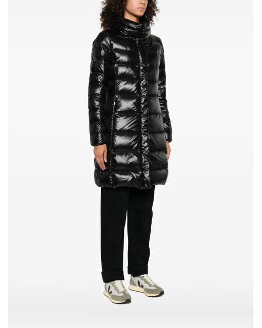 Fay Black Quilted Stand-Collar Coat