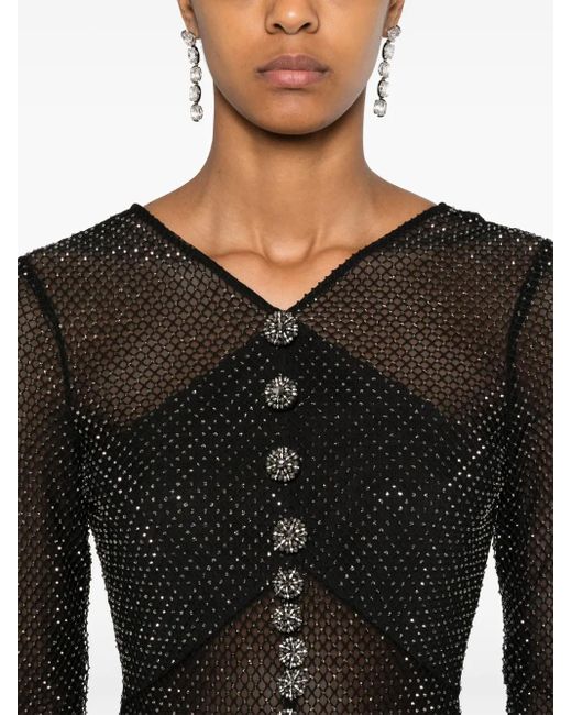 Self-Portrait ラインストーン イブニングドレス Black