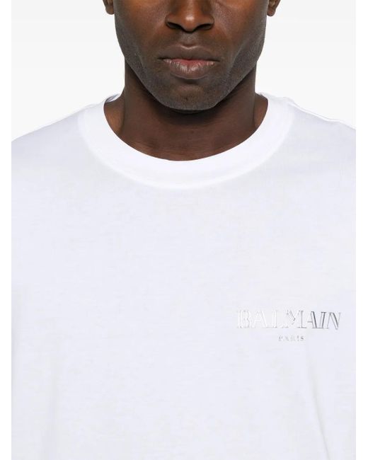 Balmain White Vintage Gel Slim Fit T-Shirt for men