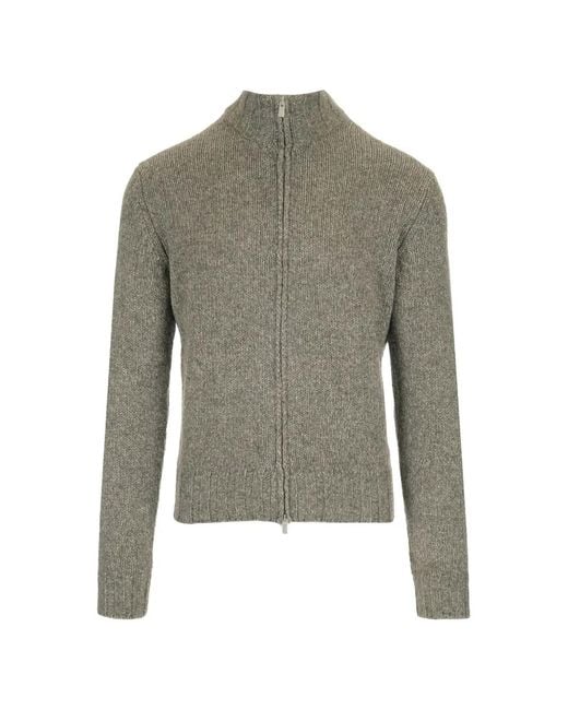 Al Duca D'aosta Gray Zip-Up High-Neck Sweater for men