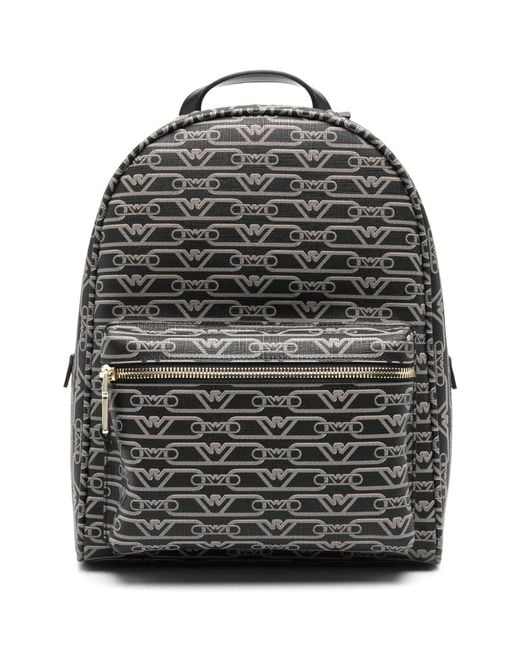 Emporio Armani Gray Logo-Print Backpack