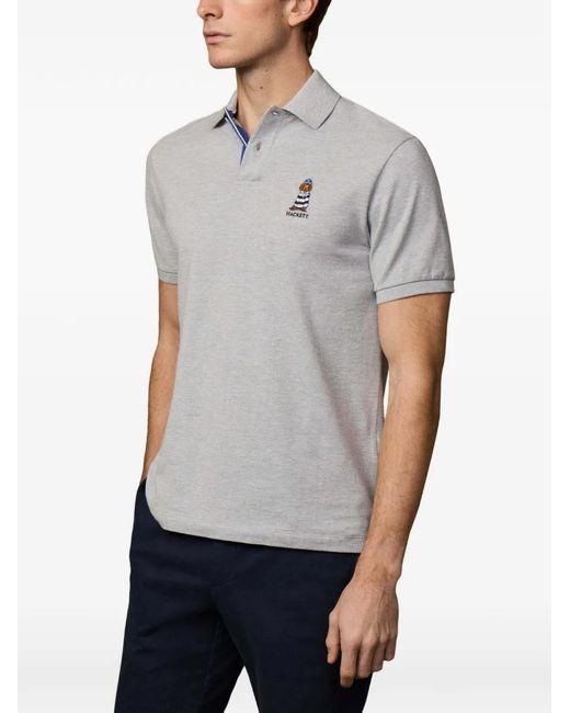 Hackett Gray Polo À Col Brodé for men