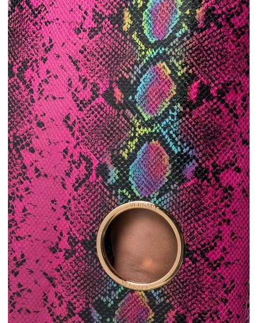 Versace Pink Python-Print Leather Skirt