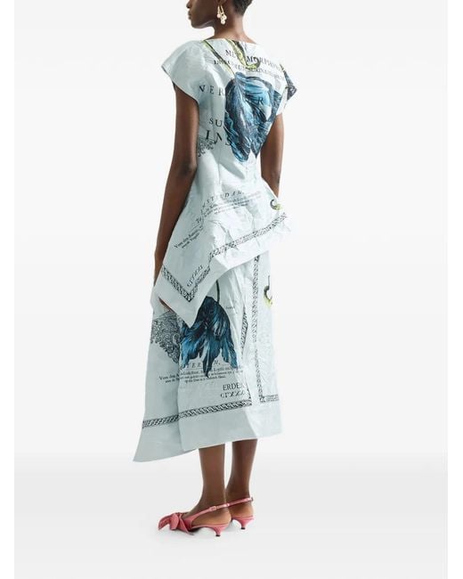 Erdem Blue Floral Asymmetric Top
