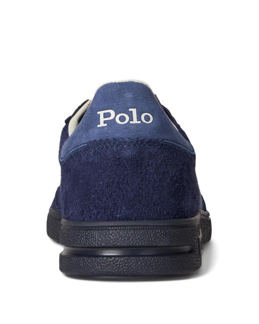 Polo Ralph Lauren Blue Suede Logo-Detail Sneakers for men
