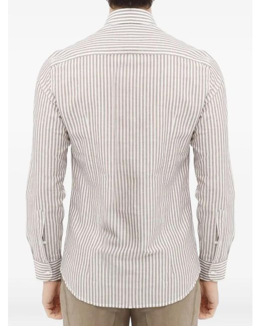 BASTONCINO White Striped Long-Sleeve Shirt for men