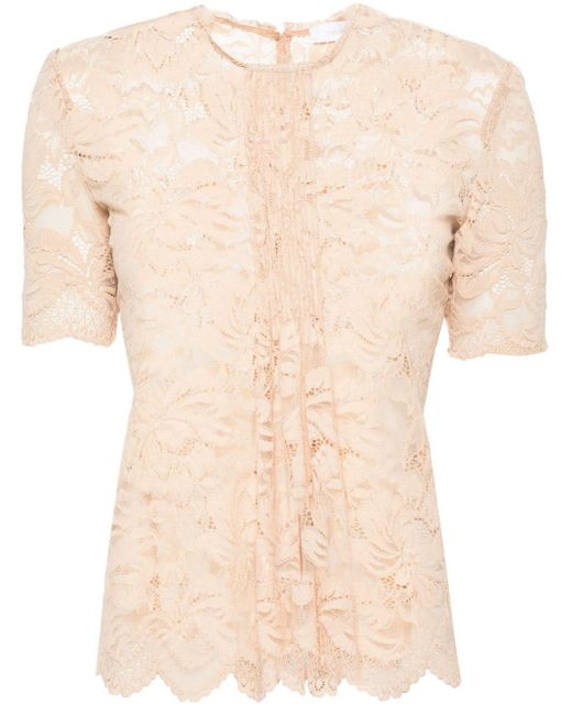 Rabanne Natural Floral-lace Semi-sheer Blouse