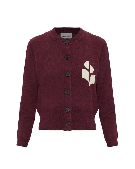 Isabel Marant Purple Logo-Patch Button-Up Cardigan