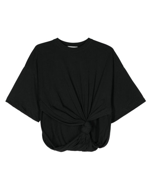 Sportmax Black T-Shirt mit asymmetrischem Knotendetail