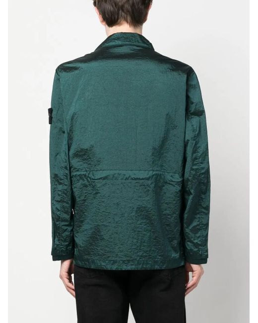 Stone Island Green Compass-Patch Shirt Jacket for men