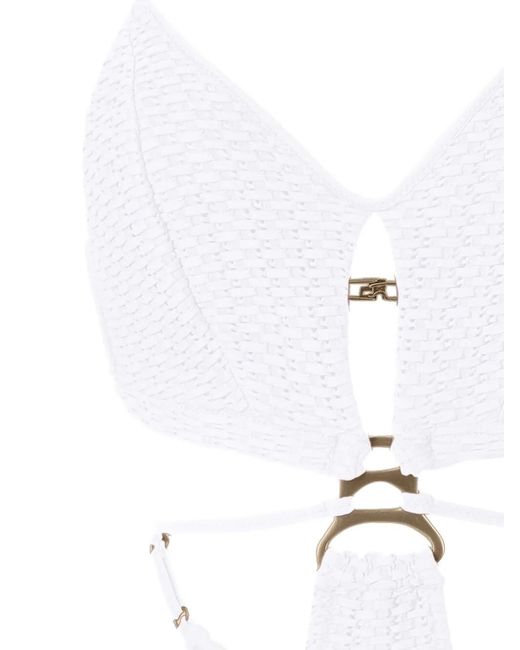 Amir Slama White Woven Cut-Out One-Piece