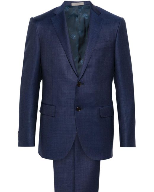 Corneliani Blue Single-breasted Virgin-wool Suit for men