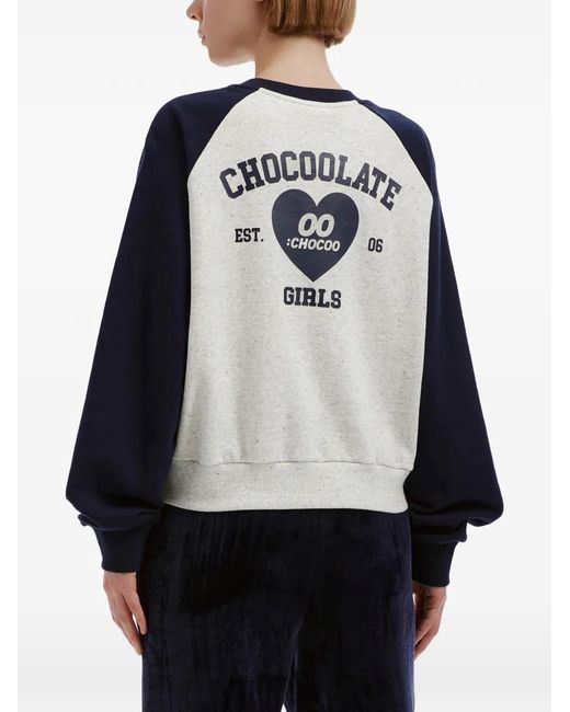 Chocoolate Blue Logo-Print Raglan-Sleeve Sweater