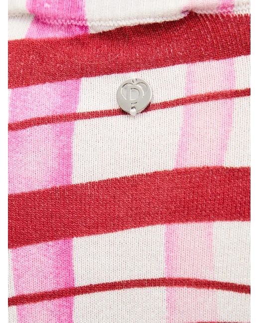 Desigual Red Plaid-Pattern Round-Neck Sweater