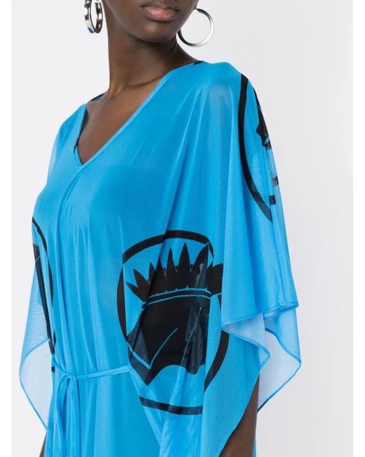 Amir Slama Blue Semi-Sheer Tied-Waist Dress
