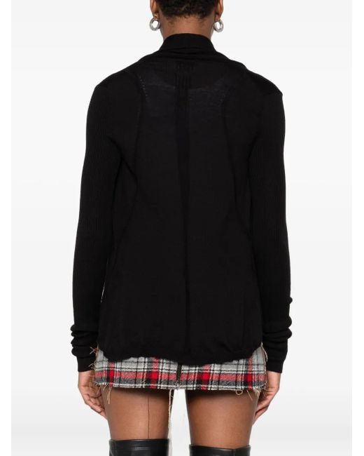 Rick Owens Black Ribbed Open-Front Cardigan