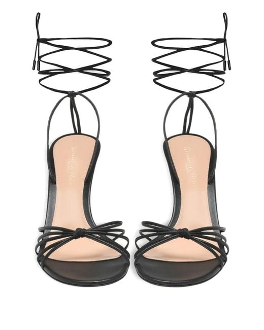 Gianvito Rossi Metallic Gwyneth Lace-Up Heeled Sandals