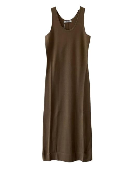 Max Mara Aceri Midi-Jurk Met Ronde Hals in het Brown
