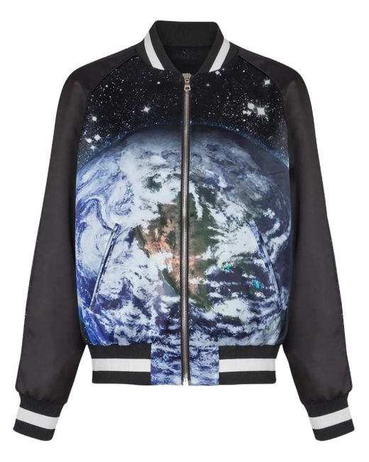 メンズ Balmain Earth & Stars スタジアムジャンパー Blue