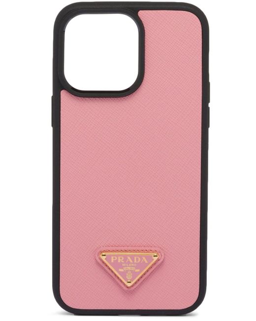 Prada Pink Triangle-logo Iphone 14 Pro Max Case