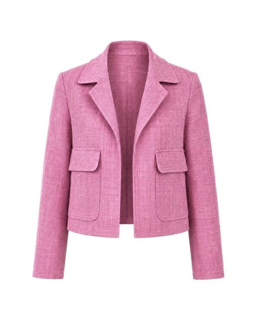 ODEEH Pink Textured-Finish Flap-Pocket Jacket