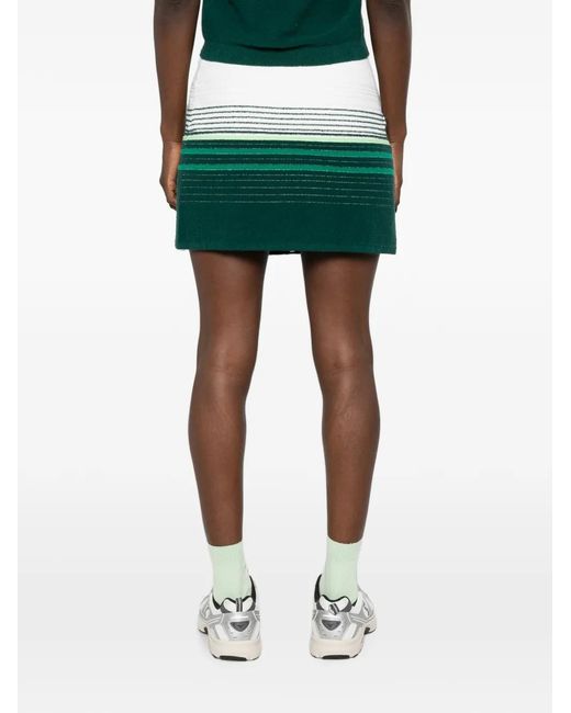 Casablanca Green Striped Wrap-Front Mini Skirt