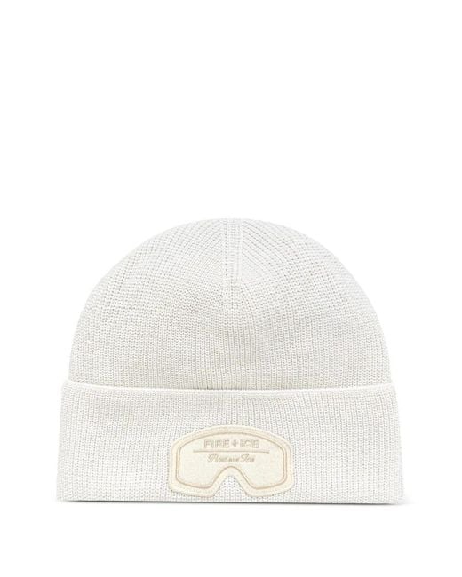 Bogner Fire + Ice White Beanie Mit Goggle-Patch