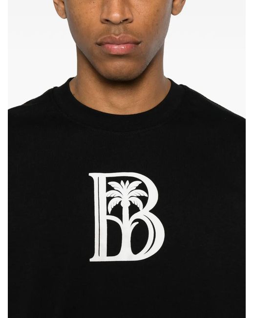 BLUE SKY INN Black Palm-Logo T-Shirt for men