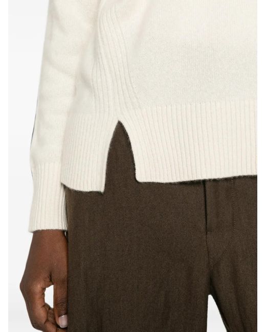 Joseph White V-Neck Side-Slit Sweater
