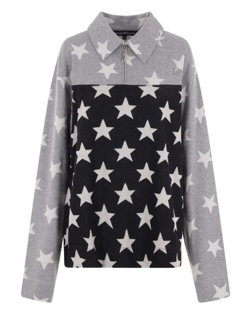 Reward If Found Gray Poloshirt mit Stern-Print