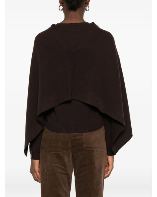 Eric Bompard Black Poncho Aus Kaschmir Mit Wasserfallkragen