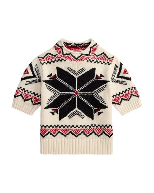 Polo Ralph Lauren Multicolor Snowflake Mockneck Short-Sleeve Sweater