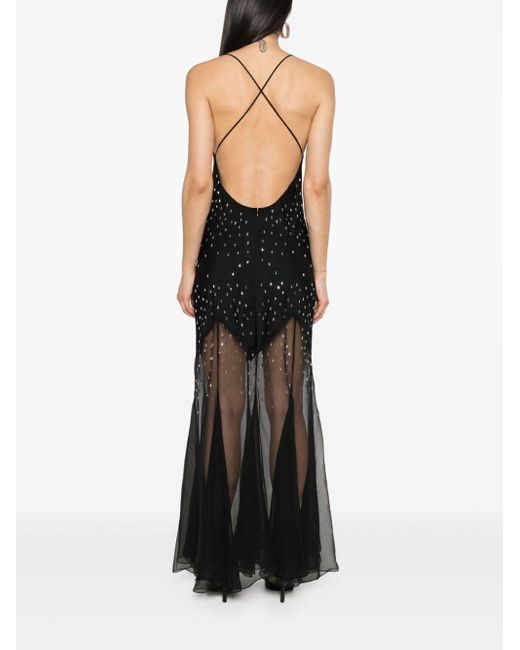 Rabanne Black Crystal-embellished Long Dress