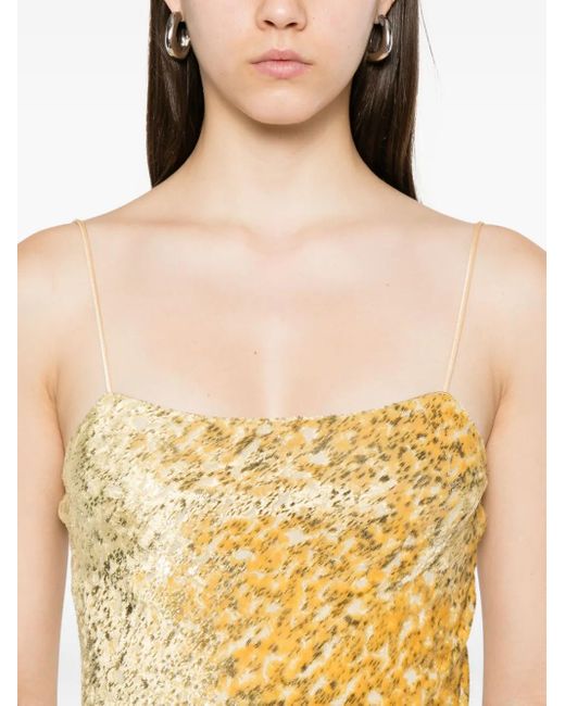 Forte_forte Metallic Spaghetti-Strap Patterned Dress