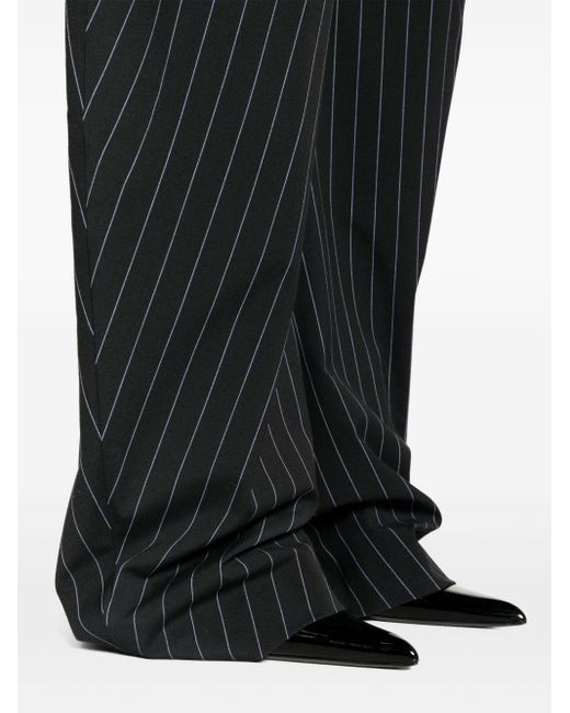 The Attico Gary Pinstripe Cotton Trousers in het Black