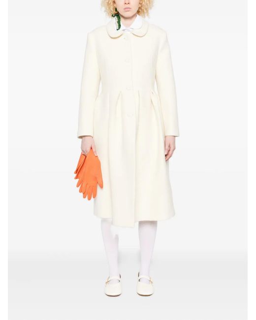 Vivetta White Peter Pan Collar-Pleated Coat