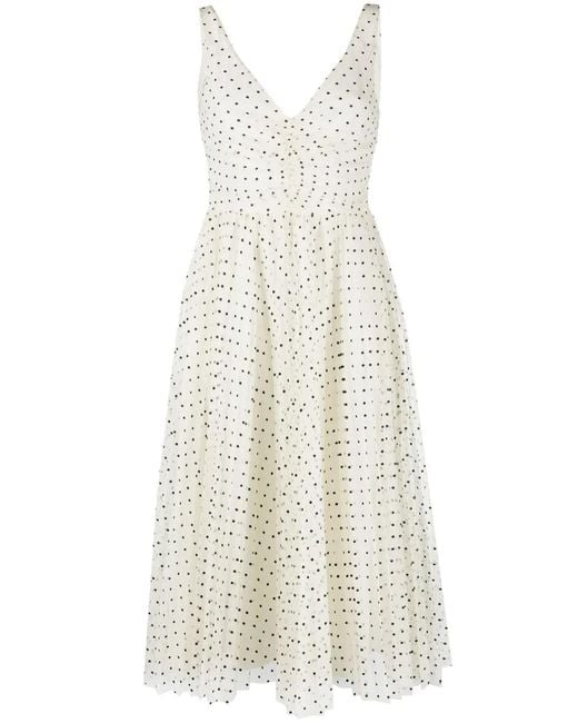 RED Valentino White Polka Dot Flared Dress