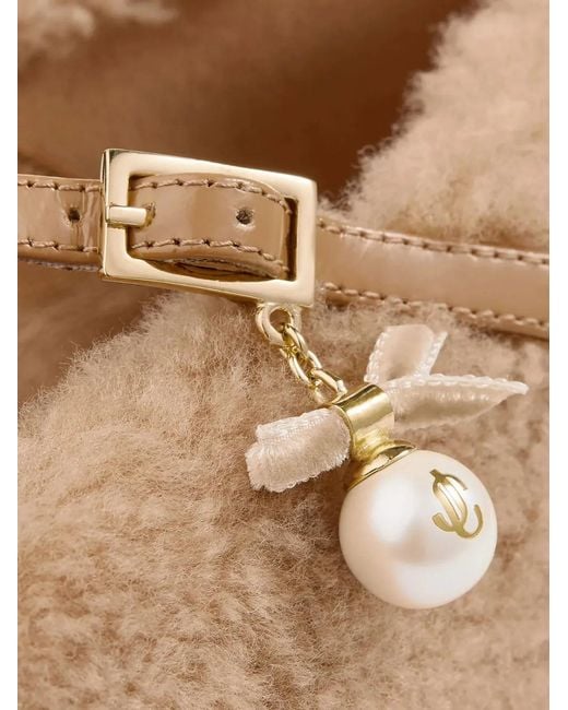 Jimmy Choo Brown Shearling-Ballerinas Mit Überkreuzten Riemen