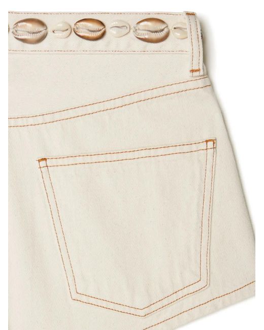 Alanui Natural Ocean Dream Denim Shorts