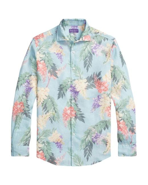 Ralph Lauren Blue Floral-Print Shirt for men