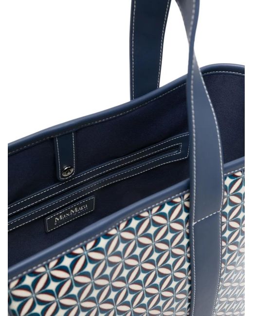 Max Mara Blue Geometric-Print Tote Bag