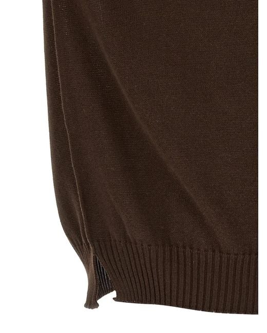 Ma'ry'ya Geribbeld T-Shirt in het Brown voor heren