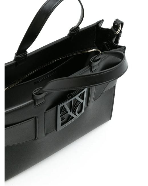 Borsa tote con logo di ARMANI EXCHANGE in Black