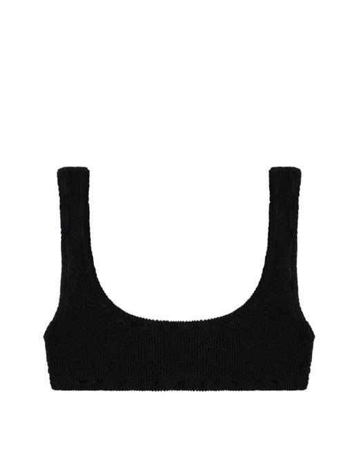 Reina Olga Black Ginny Crinkled-Finish Bikini Top
