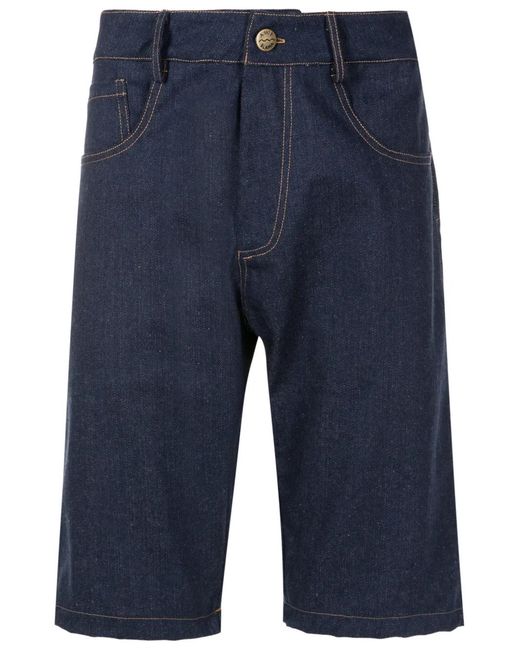 Amir Slama Blue Logo-Patch Denim Shorts for men