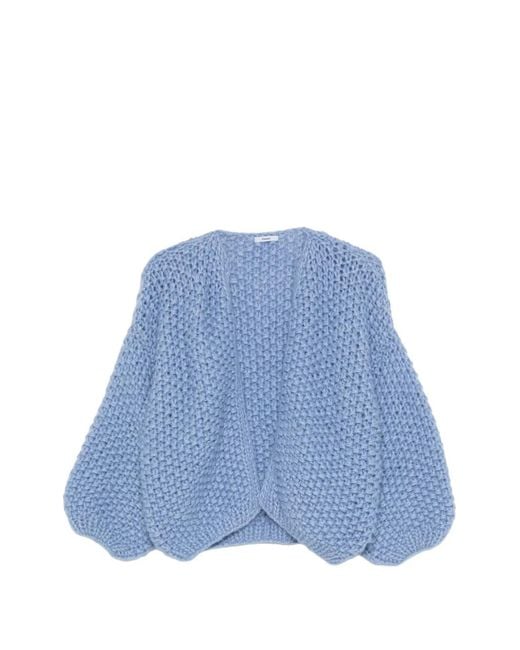 Maiami Blue Puff-Sleeve Cardigan