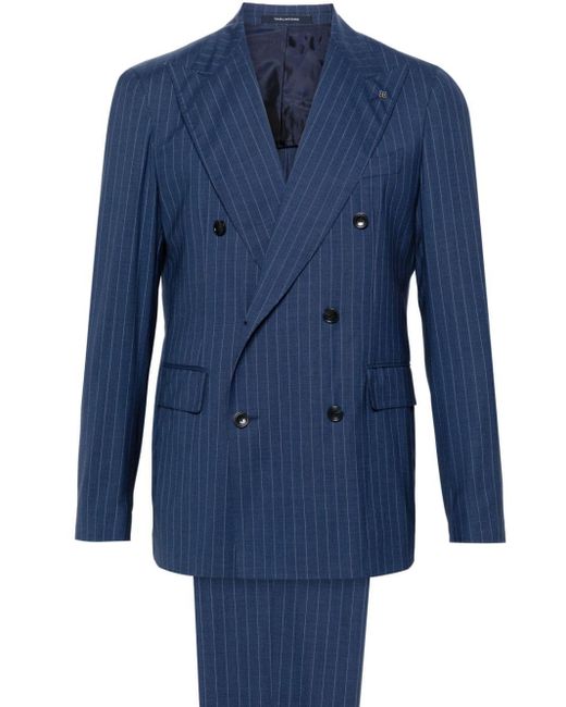 Tagliatore Blue Pinstripe-print Double-breasted Suit for men